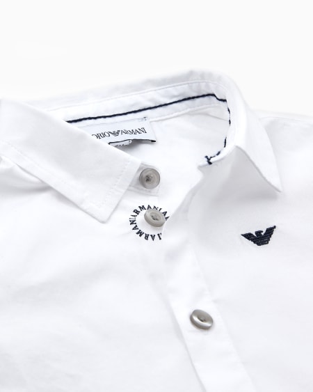 Armani Camisa de algodón elástico con bordado de águila En línea