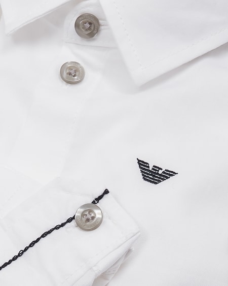 Armani Camisa de algodón elástico con bordado de águila En línea