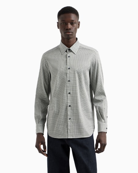 Armani Camisa de algodón elástico estampado Mejor oferta