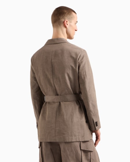 Armani Chaqueta sahariana en mezcla de lino Precio de fábrica
