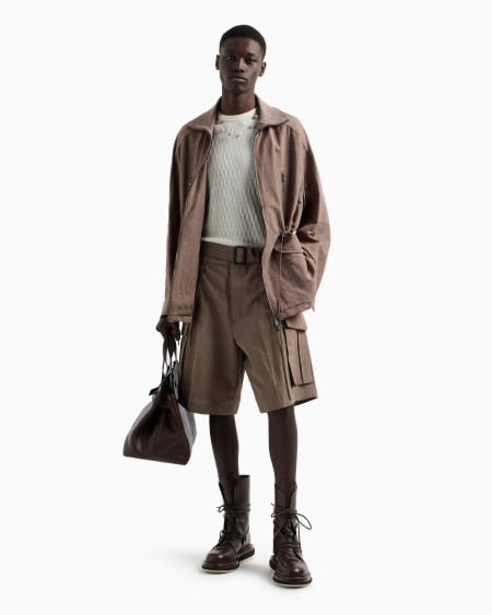 Armani Bermudas cargo en mezcla de lino Promoción por tiempo limitado