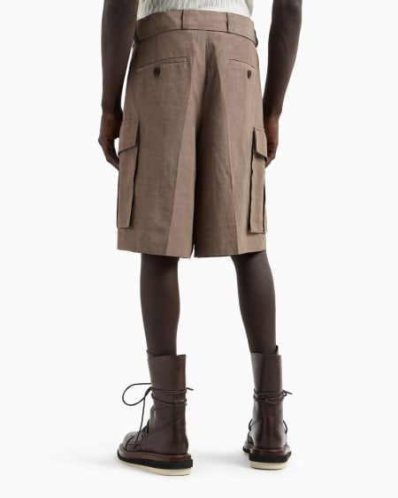Armani Bermudas cargo en mezcla de lino Promoción por tiempo limitado