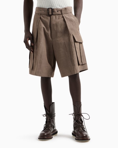 Armani Bermudas cargo en mezcla de lino Promoción por tiempo limitado
