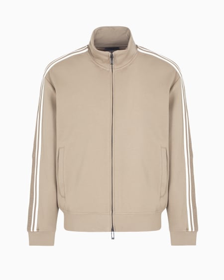 Armani Sudadera de punto con cremallera completa y bandas con logotipo Oferta especial de fábrica