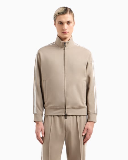 Armani Sudadera de punto con cremallera completa y bandas con logotipo Oferta especial de fábrica