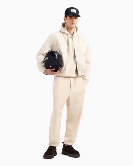 Armani Sudadera de punto de mezcla de lyocell con capucha e inscripción integral ASV Tienda de fábrica