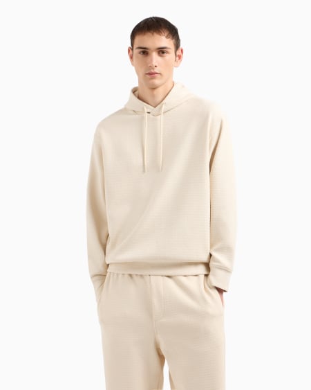 Armani Sudadera de punto de mezcla de lyocell con capucha e inscripción integral ASV Tienda de fábrica