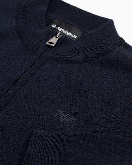 Armani Cárdigan de cremallera completa de punto maíz de algodón En oferta