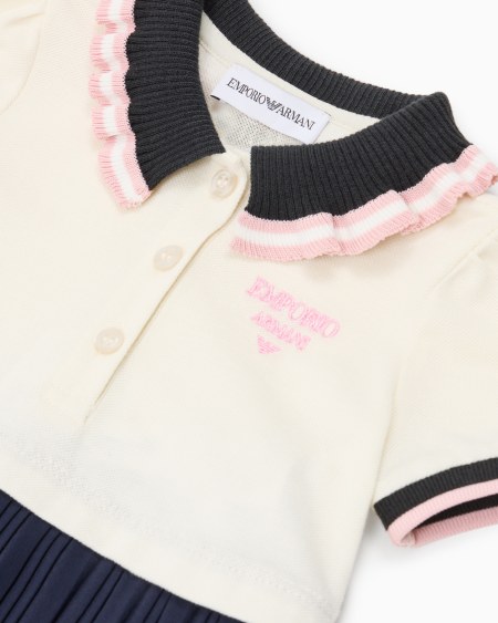 Armani Vestido de piqué con cuello de polo y falda plisada Ofertas especiales