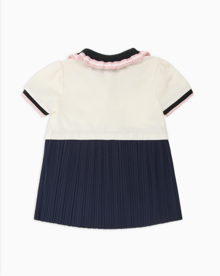 Armani Vestido de piqué con cuello de polo y falda plisada Ofertas especiales