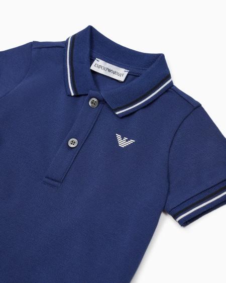 Armani Polo de piqué elástico con bordes a rayas En línea