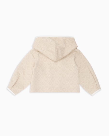 Armani Sudadera tipo cárdigan de punto jacquard con capucha y motivo integral de águila Outlet online