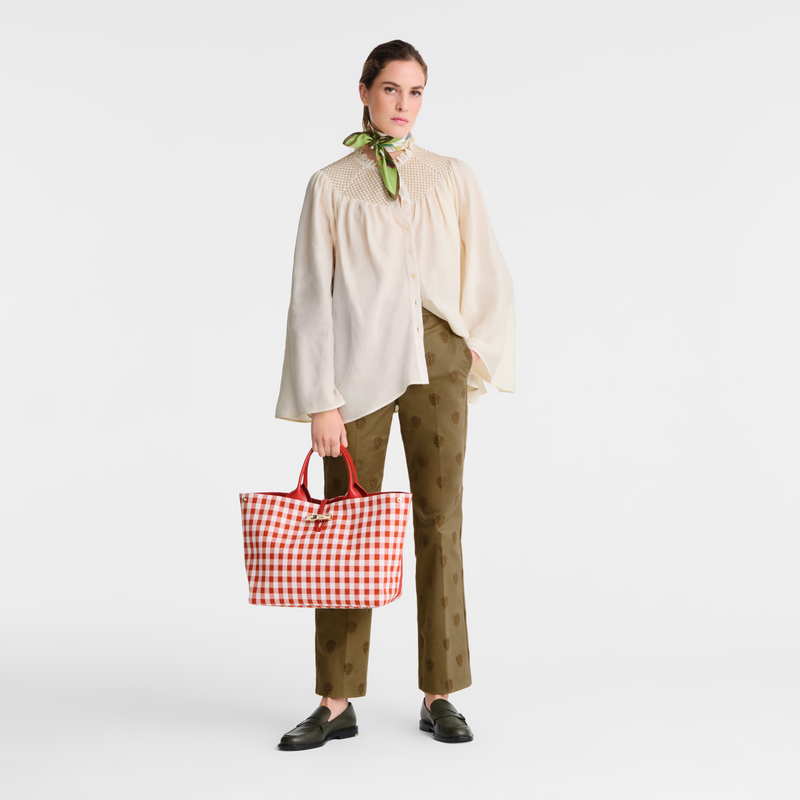 Longchamp Le Roseau Bolso con asa superior L Tela - Corteza Precios de Black Friday