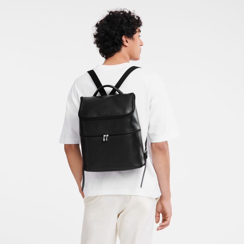 Longchamp Le Foulonné Mochila Cuero - Negro 2025