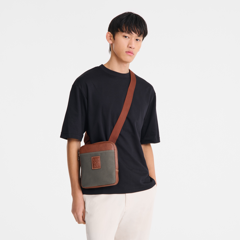 Longchamp Boxford Bolso bandolera XS Lona reciclada - Marrón Venta caliente