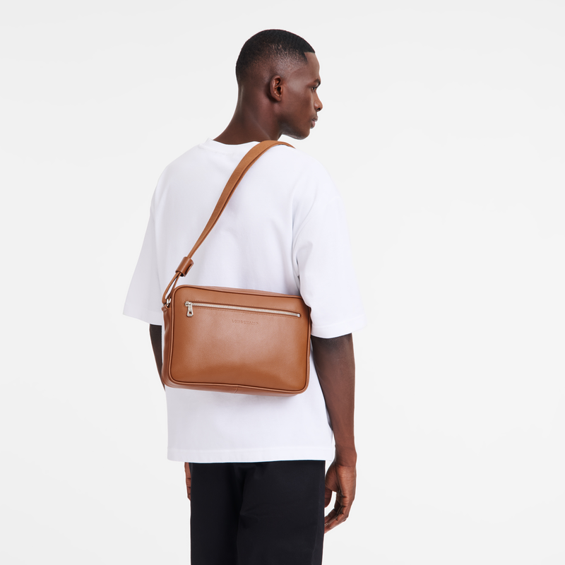Longchamp Le Foulonné Bolso bandolera M Cuero - Caramelo Gran oferta