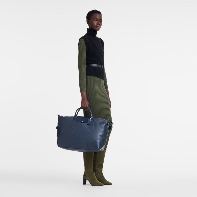 Longchamp Le Foulonné Bolsa de viaje L Cuero - Azul Oscuro Envío gratis