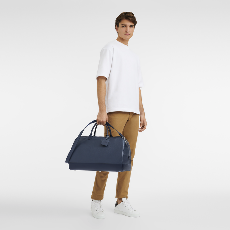 Longchamp Le Foulonné Bolsa de viaje L Cuero - Azul Oscuro Últimos 3 días