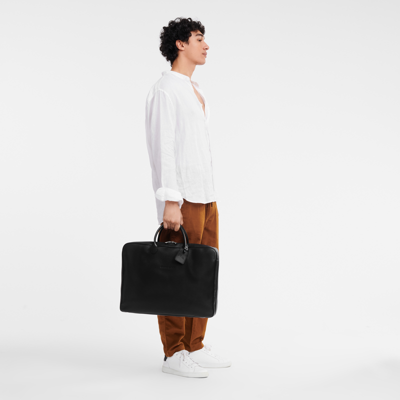 Longchamp Le Foulonné Maleta M Cuero - Negro Último día