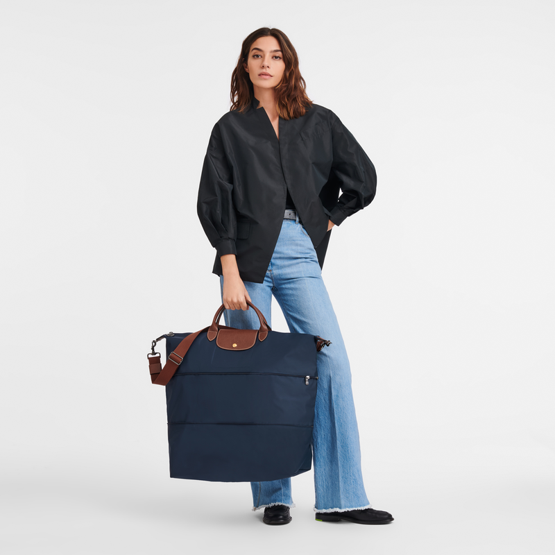 Longchamp Le Pliage Original Bolsa de viaje ampliable Lona reciclada - Azul Marino Liquidación