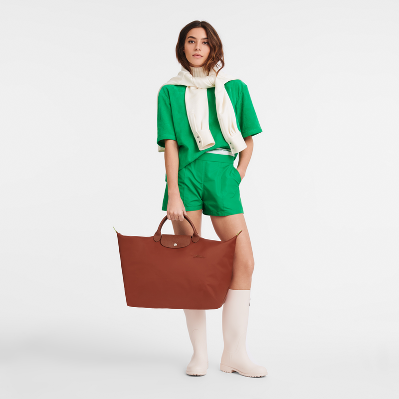 Longchamp Le Pliage Green Bolsa de viaje L Lona reciclada - Castaño Ahorra y exporta