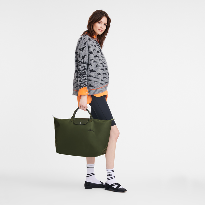 Longchamp Le Pliage Green Bolsa de viaje L Lona reciclada - Bosque Precios de Black Friday