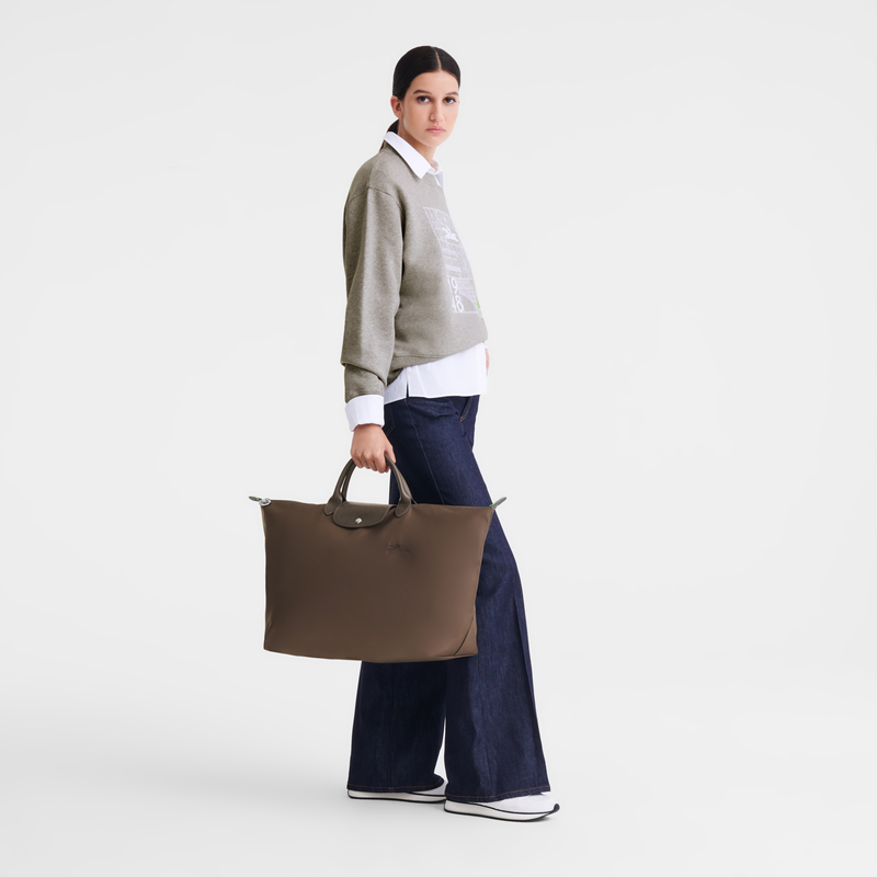 Longchamp Le Pliage Green Bolsa de viaje L Lona reciclada - Tierra En oferta