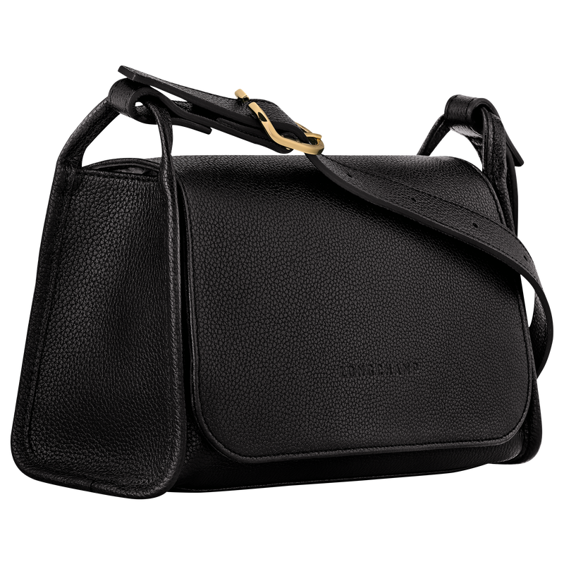 Longchamp Le Foulonné Bolso bandolera M Cuero - Negro Descuento por venta flash