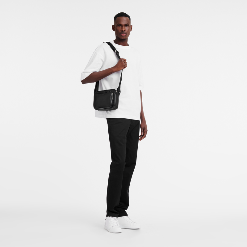 Longchamp Le Foulonné Bolsa para cámara S Cuero - Negro Rebajas de fin de temporada