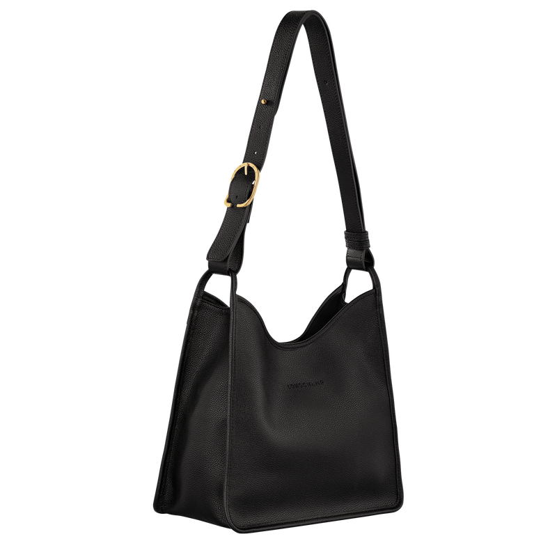 Longchamp Le Foulonné Bolso de hombro M Cuero - Negro Precio ultrabajo