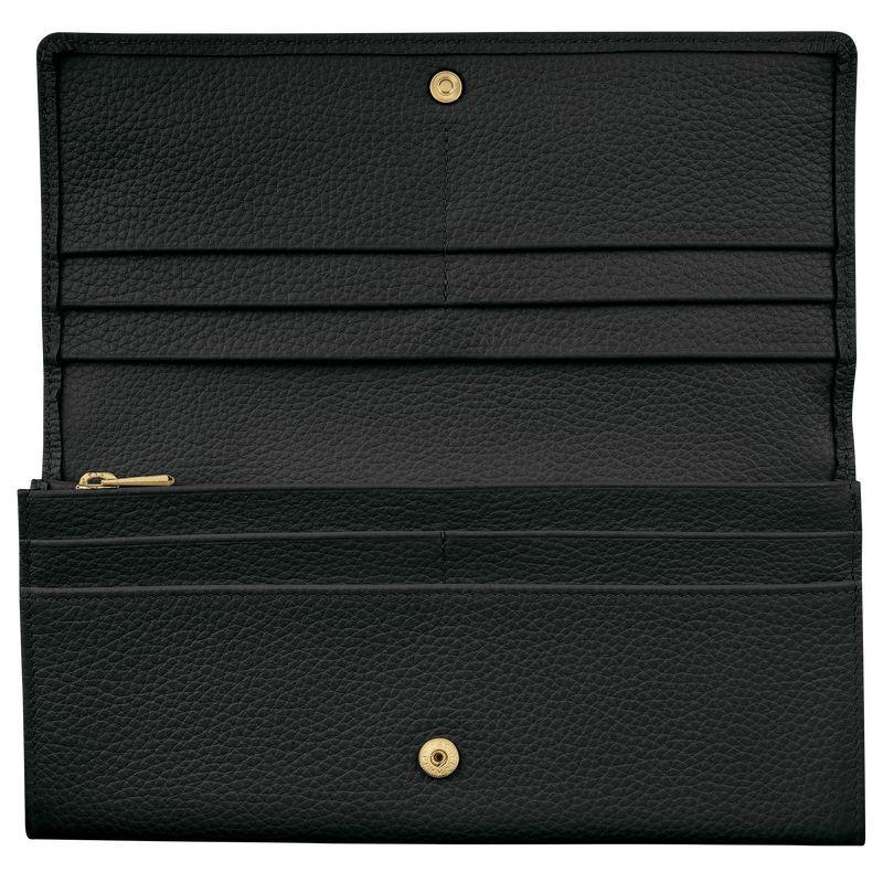 Longchamp Le Foulonné Cartera continental grande Cuero - Negro Últimos 3 días