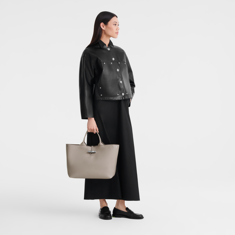 Longchamp Le Roseau Bolso con asa superior L Cuero - Arcilla Oferta exclusiva
