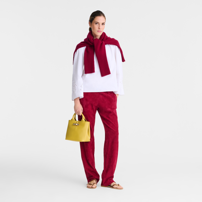 Longchamp Le Roseau Bolso con asa superior S Cuero - Jenjibre Descuento por venta flash