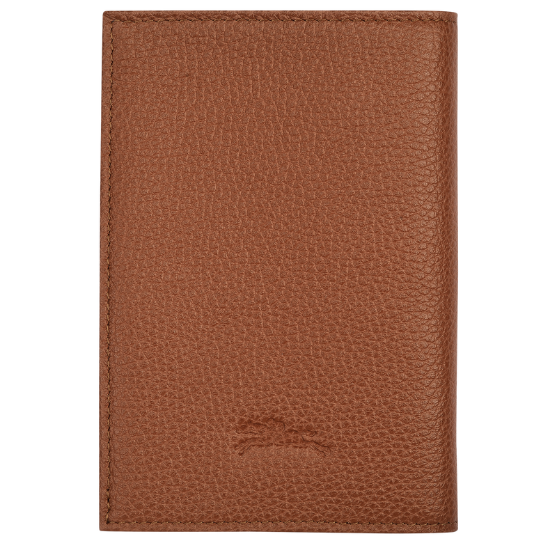 Longchamp Le Foulonné Funda para pasaportes Cuero - Caramelo Descuento
