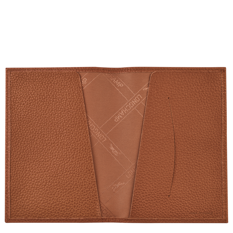 Longchamp Le Foulonné Funda para pasaportes Cuero - Caramelo Descuento