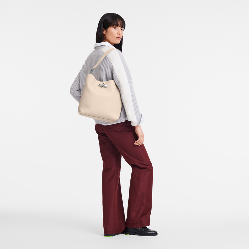 Longchamp Le Roseau Bolso de hombro M Cuero - Papel Superdescuento