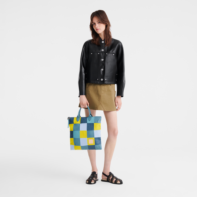Longchamp Re-Play Bolso con asa superior L Cuero - Eucalipto Liquidación