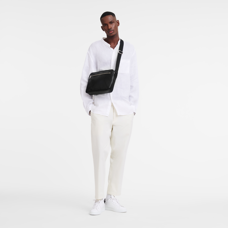Longchamp Le Foulonné Bolso bandolera M Cuero - Negro Outlet online