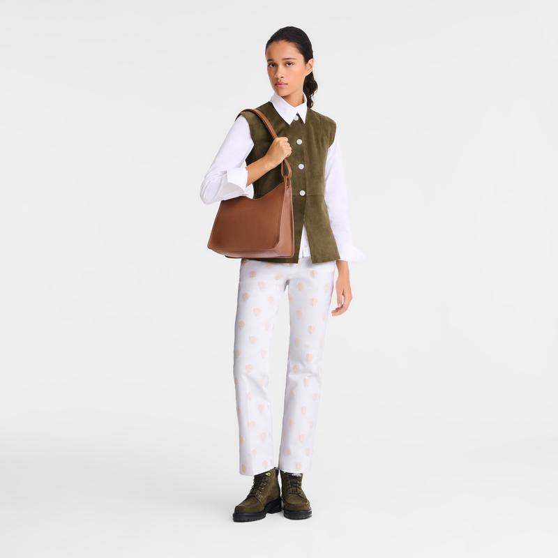 Longchamp Le Foulonné Bolso de hombro M Cuero - Caramelo Ofertas