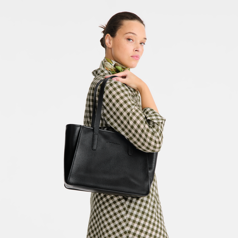 Longchamp Le Foulonné Bolso shopper L Cuero - Negro Rebajas de fábrica