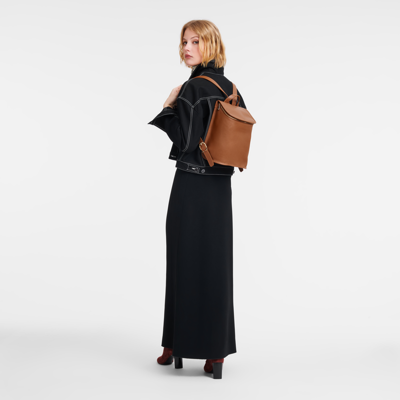 Longchamp Le Foulonné Mochila Cuero - Caramelo Liquidación
