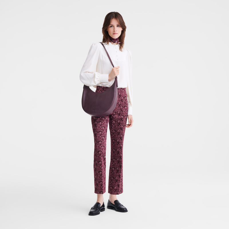 Longchamp Essential Bolso bandolera L Cuero - Berenjena Liquidación