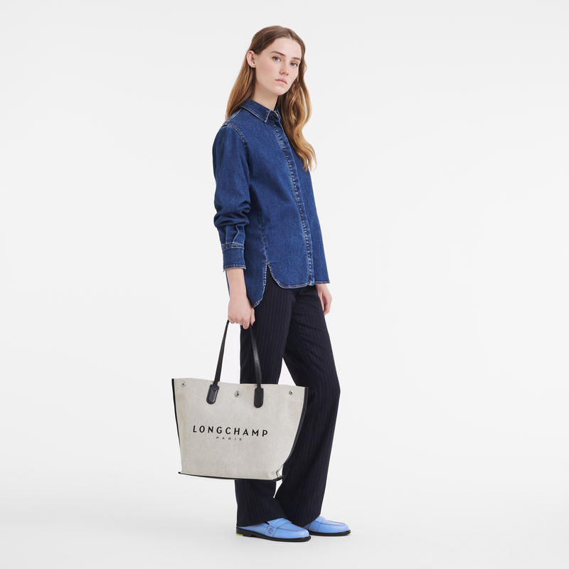 Longchamp Essential Bolso shopper L Tela - Crudo Tienda de fábrica