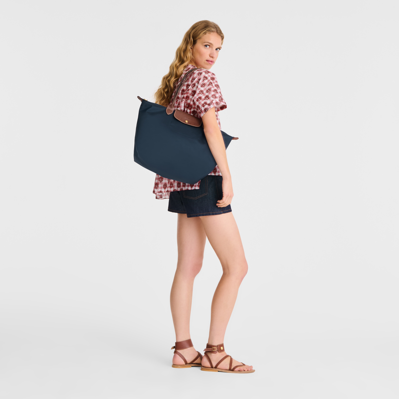 Longchamp Le Pliage Original Bolso de hombro L Lona reciclada - Azul Marino Libre de impuestos