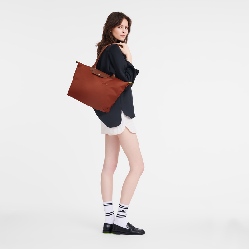 Longchamp Le Pliage Green Bolso de hombro L Lona reciclada - Castaño Outlet