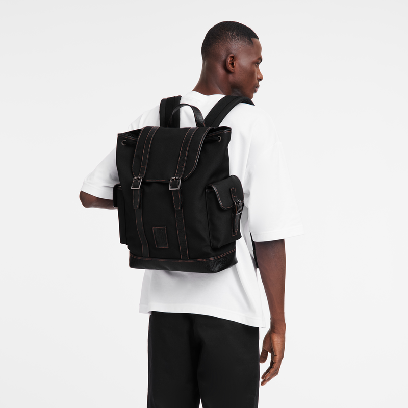 Longchamp Boxford Mochila Lona reciclada - Negro Oferta especial