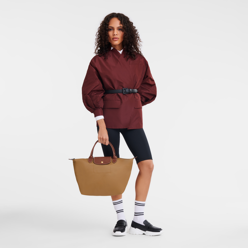 Longchamp Le Pliage Original Bolso con asa superior M Lona reciclada - Ante Liquidación