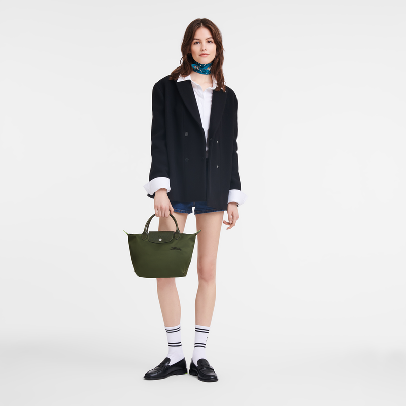 Longchamp Le Pliage Green Bolso con asa superior S Lona reciclada - Bosque Última moda