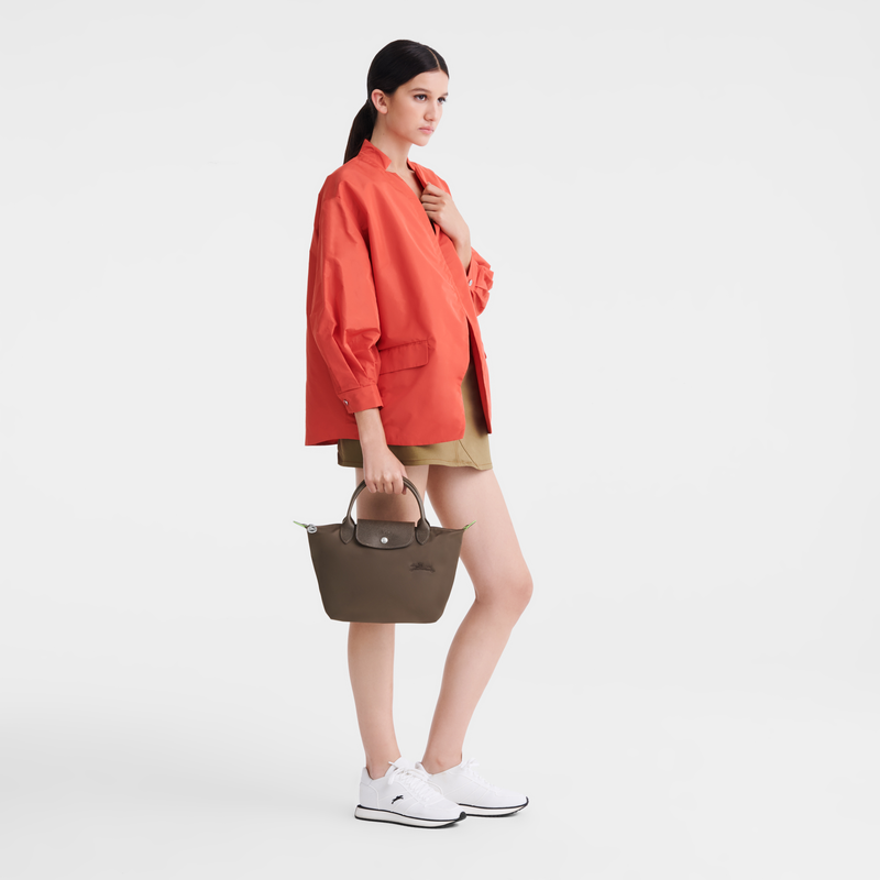 Longchamp Le Pliage Green Bolso con asa superior S Lona reciclada - Tierra Descuento por venta flash