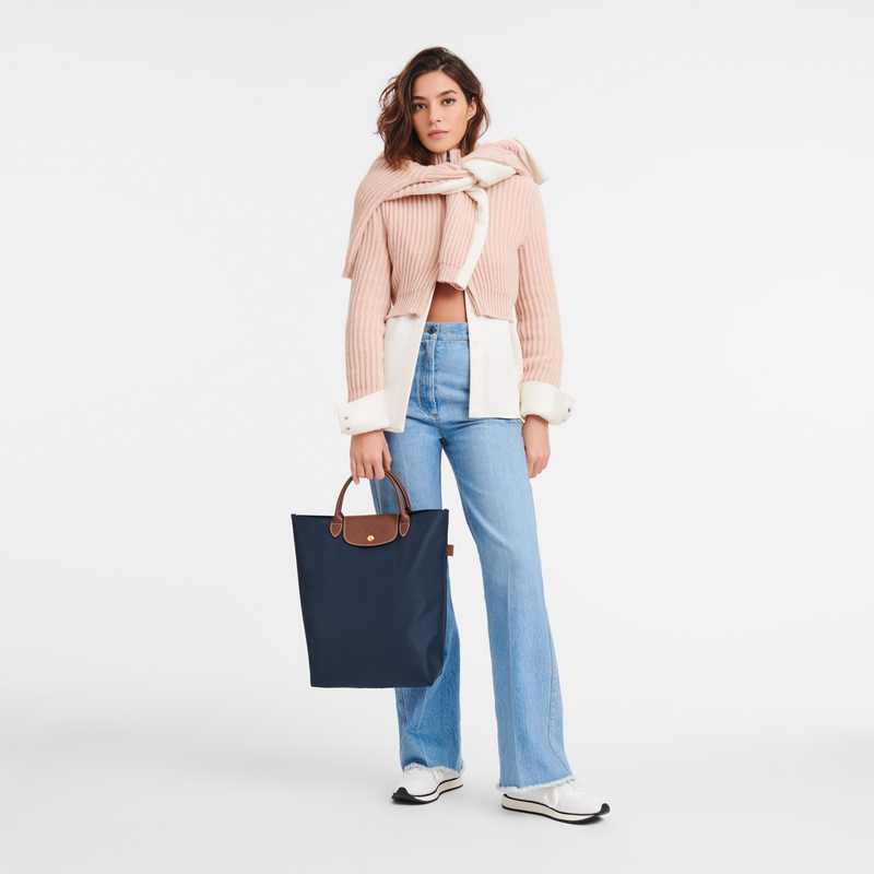 Longchamp Le Pliage Original Bolso shopper M Tela - Azul Marino Outlet online